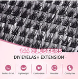 144PCS DIY Eyelash Extension Kits Self-Grafting Eyelashes, Best-Selling Products on Social Media Pink