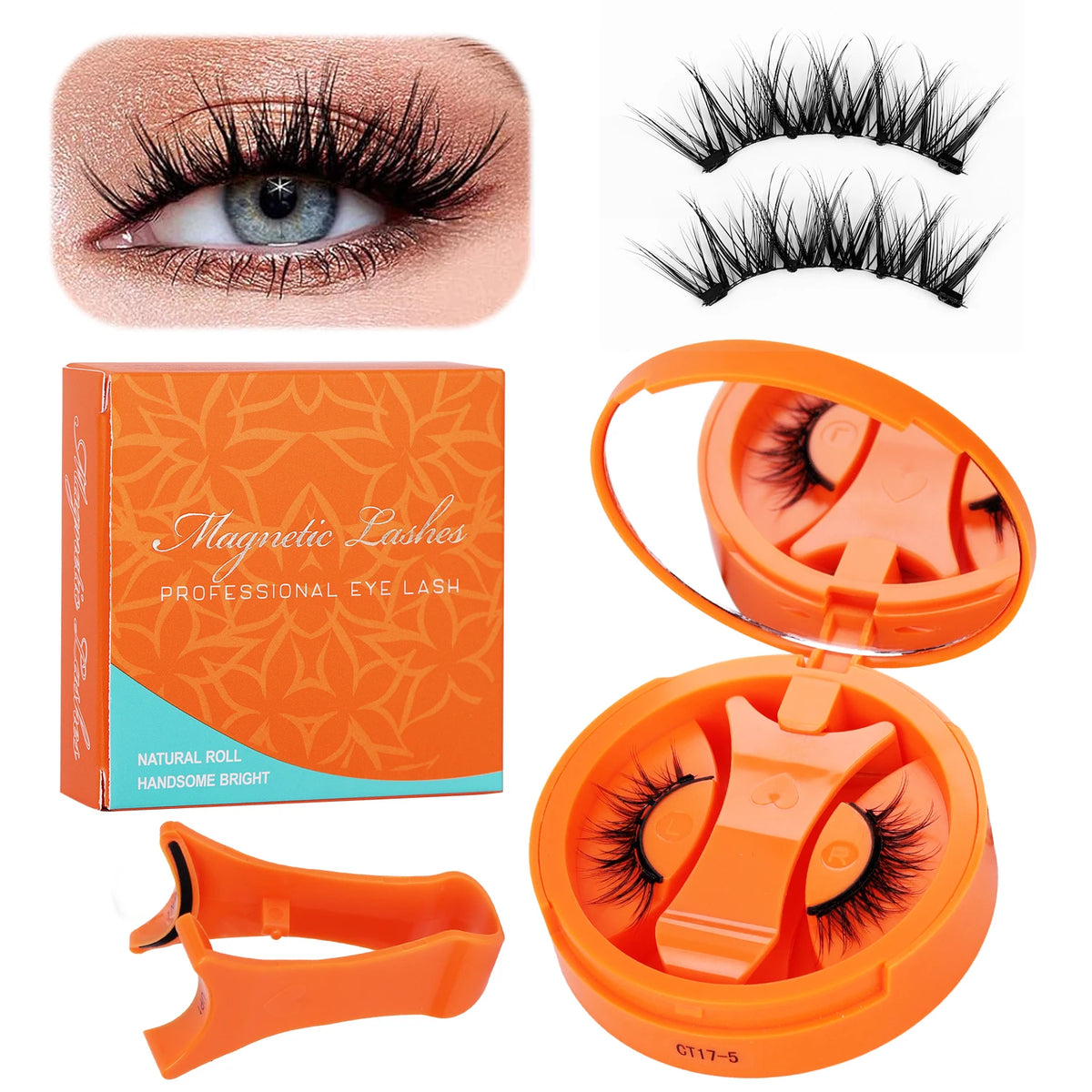 Cat-Eye Reusable 3D Magnetic Lash Kit - Natural Volume with Precision Applicator