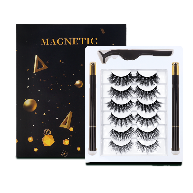 6 Pairs Magnetic Eyelashes Kit with Applicator & 2 Eyeliners 001