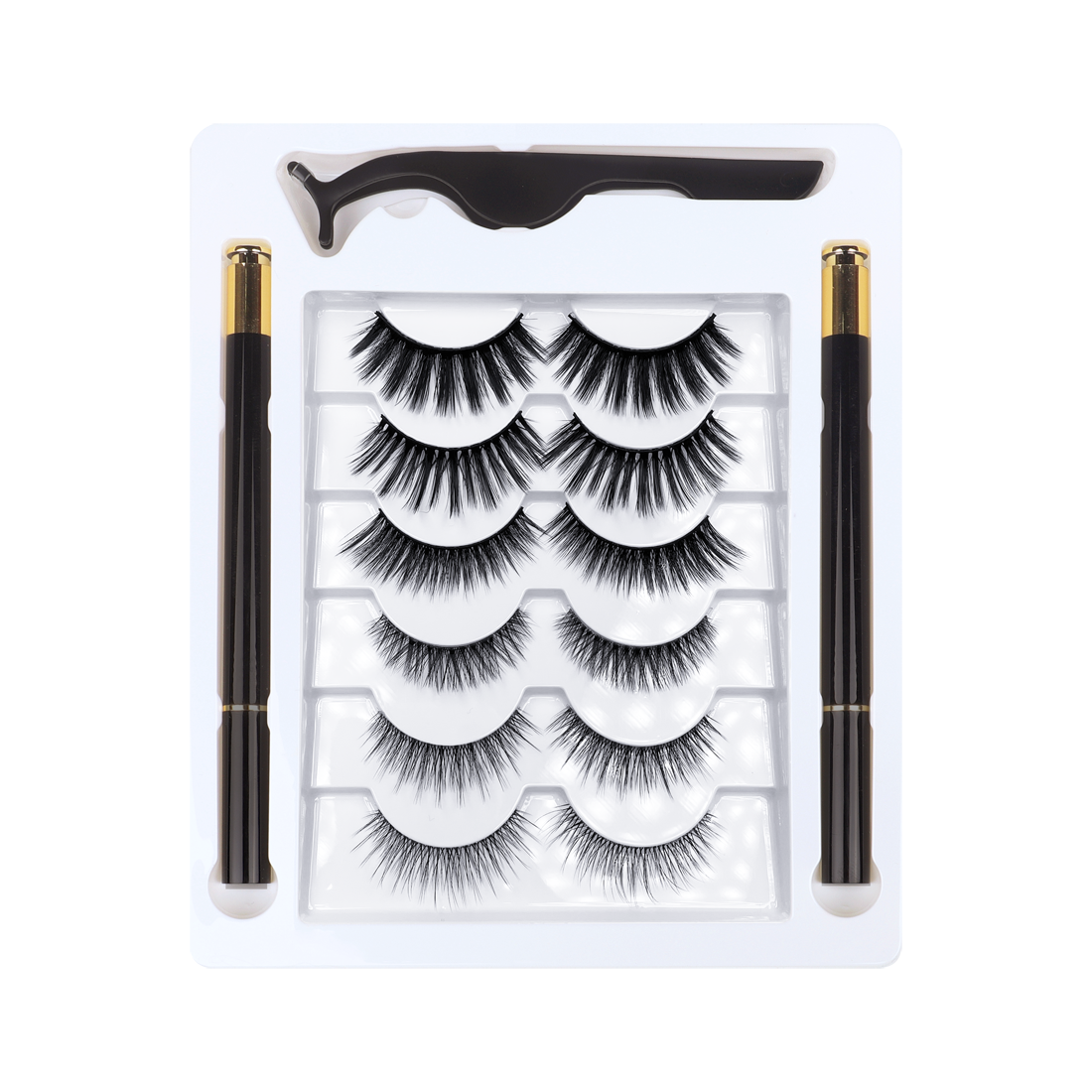 6 Pairs Magnetic Eyelashes Kit with Applicator & 2 Eyeliners 002