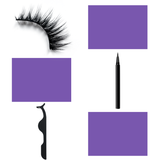 6 Pairs Self Adhesive Eyeliner and Eyelashes Kit, Natural Look Eyelash with Waterproof Pen Liner & Applicator 002