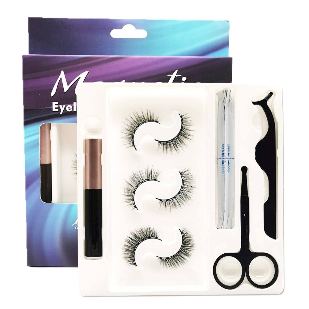 7 Magnets 3 Pairs Mixed Magnetic Eyelashes and Eyeliner Kit,1 Pair of Tweezers and Scissors, 4 Cleaning Fluids 04