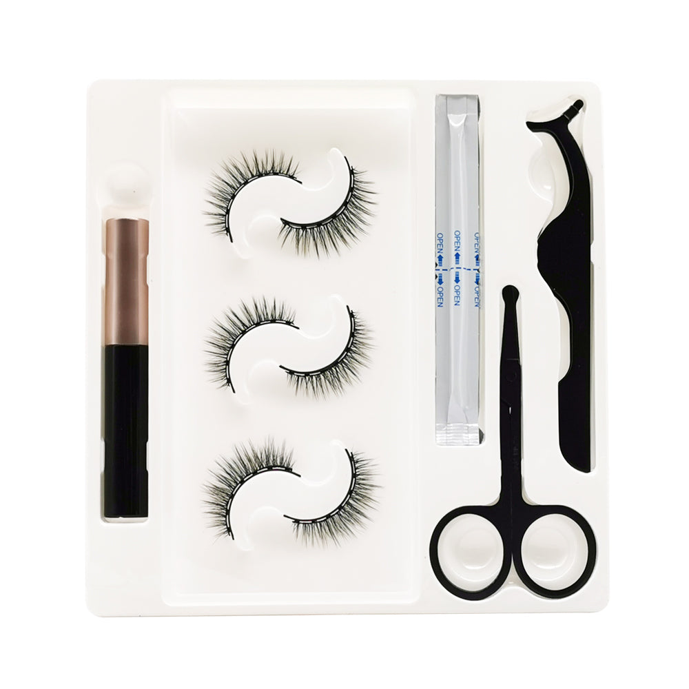 7 Magnets 3 Pairs Magnetic Eyelashes and Eyeliner Kit,1 Pair of Tweezers and Scissors, 4 Cleaning Fluids 01