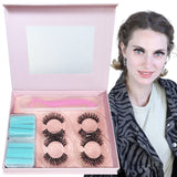 Reusable Self-Adhesive Faux Mink Eyelashes 4 Pairs Set with 40 Pairs Adhesive Lash Strips
