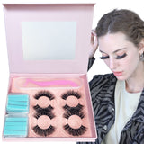 Reusable Self-Adhesive Faux Mink Eyelashes 4 Pairs Set with 40 Pairs Adhesive Lash Strips