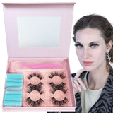 Reusable Self-Adhesive Faux Mink Eyelashes 4 Pairs Set with 40 Pairs Adhesive Lash Strips