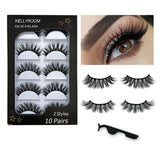 KellyRoom 10 Pairs 3D Faux Mink Lashes Pack with Lash Applicator-2 Styles