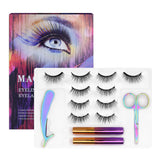 5 Magnets 5 Pairs Magnetic Eyelashes and Eyeliner Kit,2 Tube of Eyeliner,1 Pair of Tweezers and Scissors JML-001