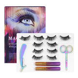 5 Magnets 5 Pairs Magnetic Eyelashes and Eyeliner Kit,2 Tube of Eyeliner,1 Pair of Tweezers and Scissors JML-004