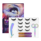 5 Magnets 5 Pairs Magnetic Eyelashes and Eyeliner Kit,2 Tube of Eyeliner,1 Pair of Tweezers and Scissors JML-002