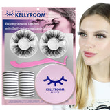 KellyRoom Self-adhesive Faux Mink False Eyelashes Reusable 2 Pairs Pack with 20 Pcs Adhesive Strips