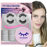 KellyRoom Self-adhesive Faux Mink False Eyelashes Reusable 2 Pairs Pack with 20 Pcs Adhesive Strips