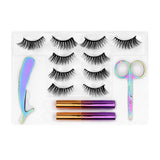 5 Magnets 5 Pairs Magnetic Eyelashes and Eyeliner Kit,2 Tube of Eyeliner,1 Pair of Tweezers and Scissors JML-004