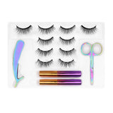5 Magnets 5 Pairs Magnetic Eyelashes and Eyeliner Kit,2 Tube of Eyeliner,1 Pair of Tweezers and Scissors JML-001
