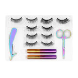 5 Magnets 5 Pairs Mixed Magnetic Eyelashes and Eyeliner Kit,2 Tube of Eyeliner,1 Pair of Tweezers and Scissors JML-006