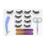5 Magnets 5 Pairs Magnetic Eyelashes and Eyeliner Kit,2 Tube of Eyeliner,1 Pair of Tweezers and Scissors JML-003