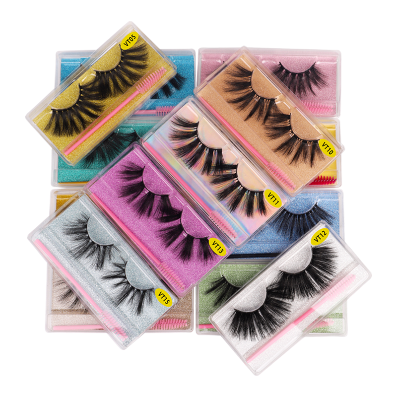 25MM Faux Mink Lashes Colorful Box With Lash Brush VT11