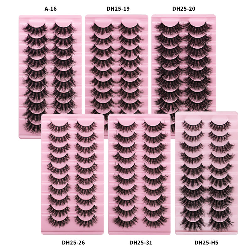 Thick Dramatic Faux Mink False Eyelashes Pack of 10 Pairs DH25-26