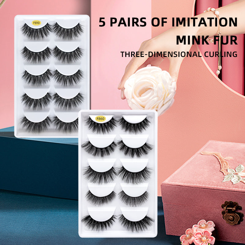 Faux Mink False Eyelashes Pack of 5 Pairs F810