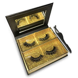 Huapan Cosmetics 3D&4D Mink Fur False Eyelashes Pack of 2 Pairs