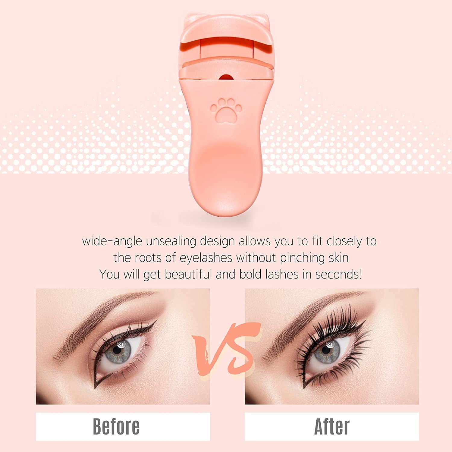 Pink Eyelash Curler with Silicone Pads