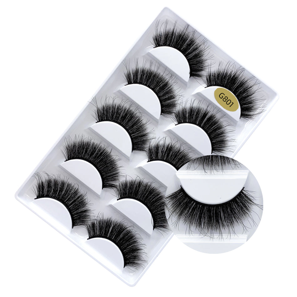 Faux Mink False Eyelashes Pack of 5 Pairs G801