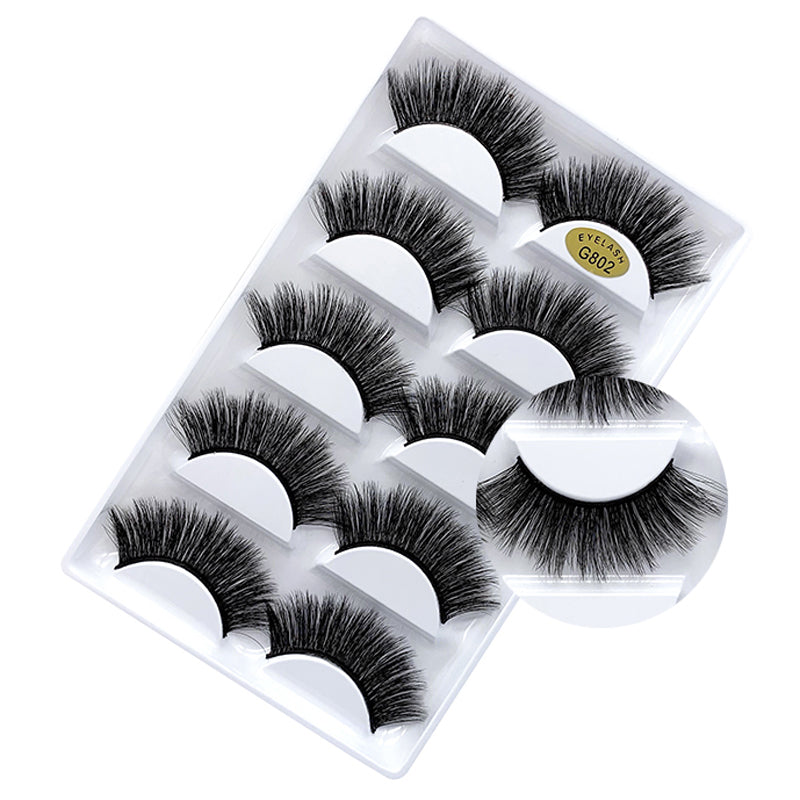 3D Mink Eyelashes Handmade 5 Pairs G802