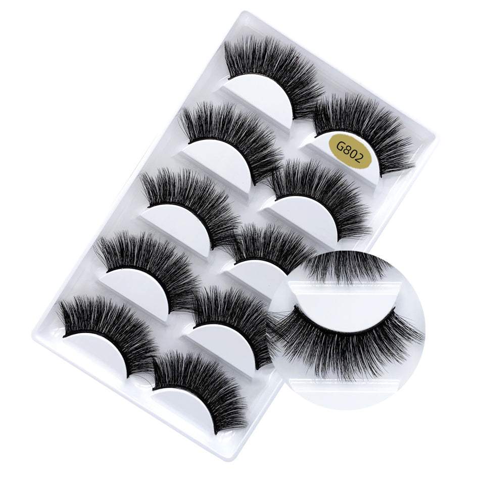 Faux Mink False Eyelashes Pack of 5 Pairs G802