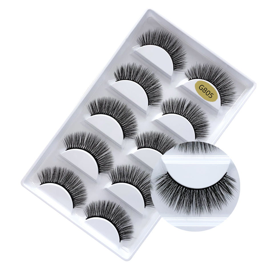 Faux Mink False Eyelashes Pack of 5 Pairs G805