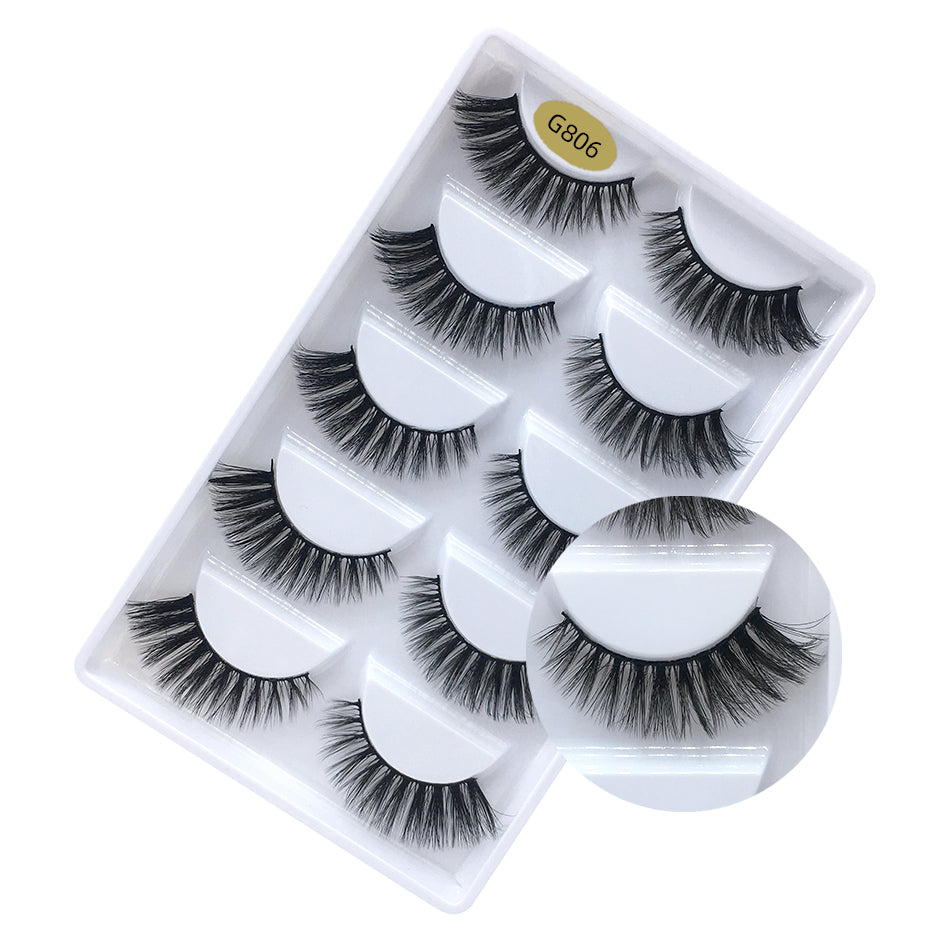 Faux Mink False Eyelashes Pack of 5 Pairs G806