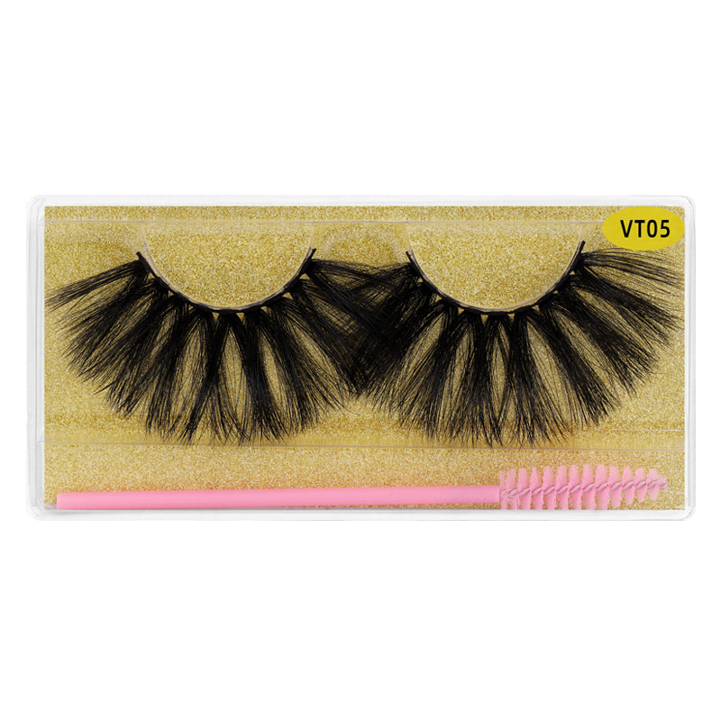 25MM Faux Mink Lashes Colorful Box With Lash Brush VT05