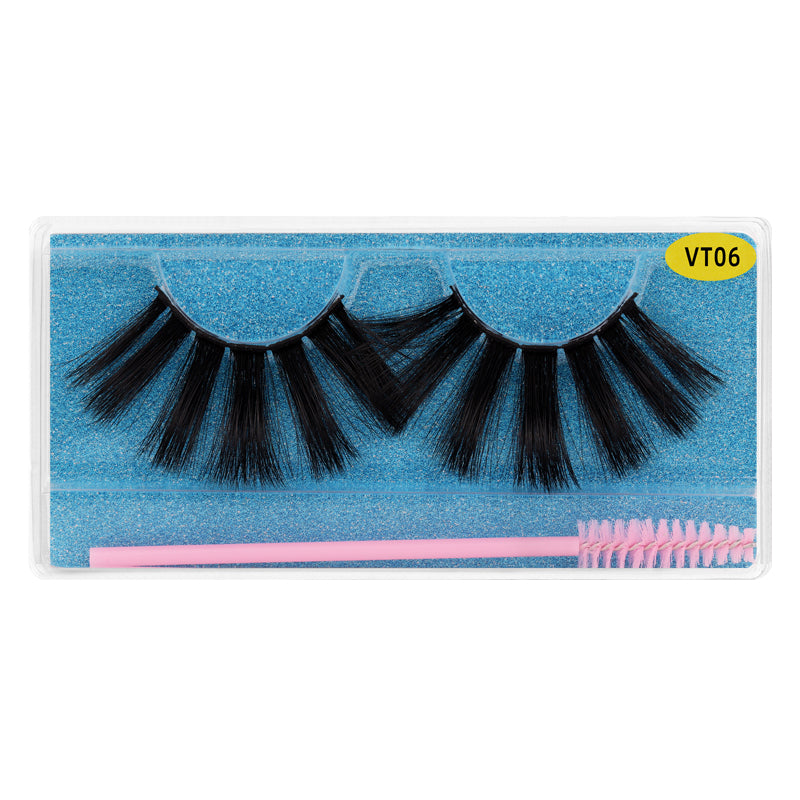 25MM Faux Mink Lashes Colorful Box With Lash Brush VT06