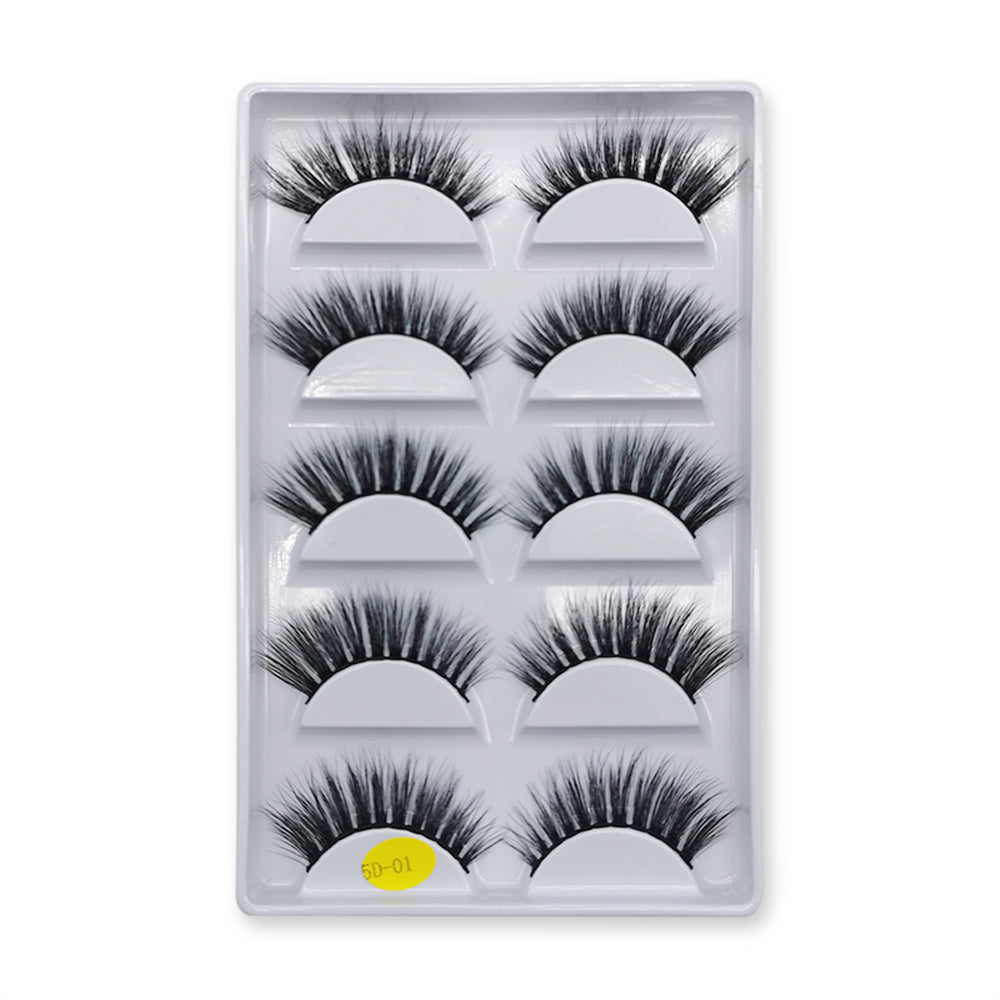 5D Faux Mink False Eyelashes Set 5 Pairs 5D-01