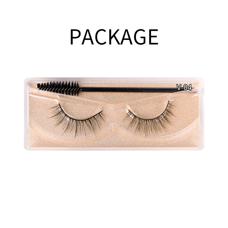 Natural 3D Faux Mink Lashes Colorful Package with Lash Brush V04