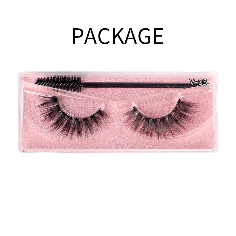 Natural 3D Faux Mink Lashes Colorful Package with Lash Brush V05