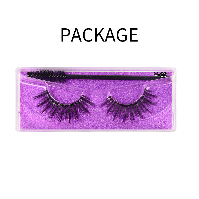 Natural 3D Faux Mink Lashes Colorful Package with Lash Brush V09