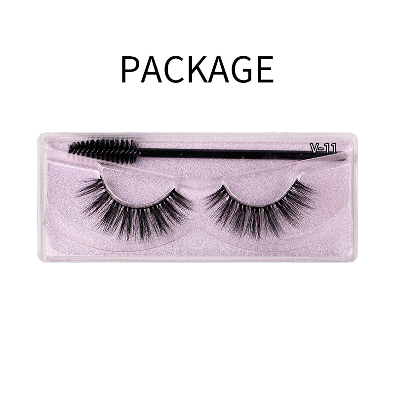 Natural 3D Faux Mink Lashes Colorful Package with Lash Brush V11