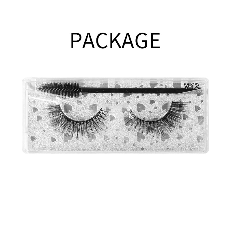 Natural 3D Faux Mink Lashes Colorful Package with Lash Brush V12