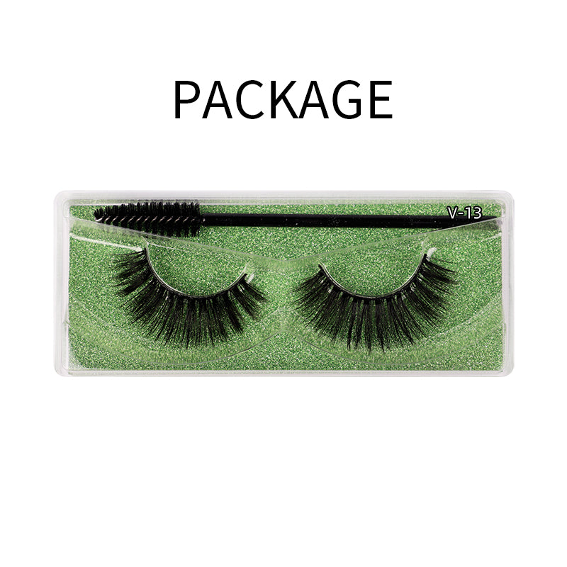 Natural 3D Faux Mink Lashes Colorful Package with Lash Brush V13